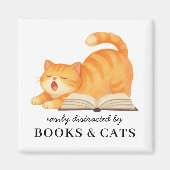 本好きなジンジャーの猫 楽しい読書家の名言 マグネット (正面)