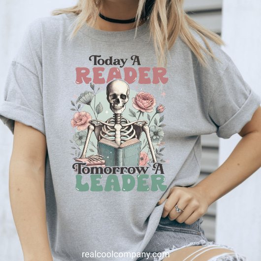 本好きなスケルトンの面白い読書Tシャツ トライブレンドTシャツ