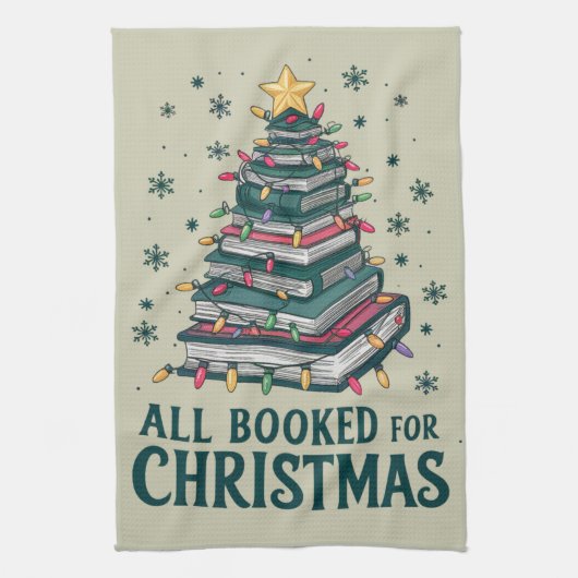 本好きな図書館司書へのクリスマスプレゼント キッチンタオル (縦)