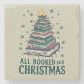 本好きな図書館司書へのクリスマスプレゼント ストーンコースター (正面)