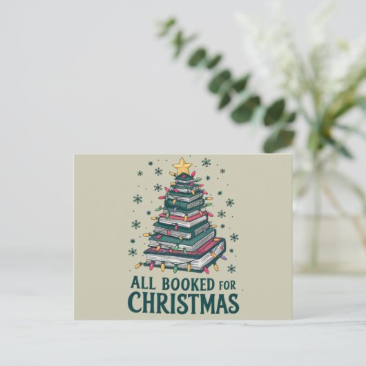 本好きな図書館司書へのクリスマスプレゼント ポストカード (スタンド正面)
