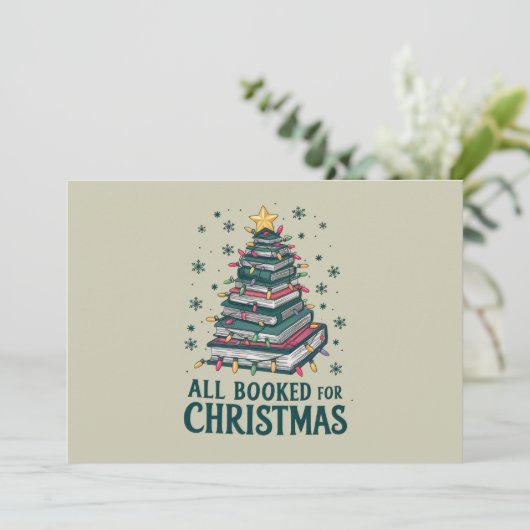 本好きな図書館司書へのクリスマスプレゼント 招待状 (スタンド正面)