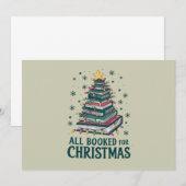 本好きな図書館司書へのクリスマスプレゼント 招待状 (正面/裏面)