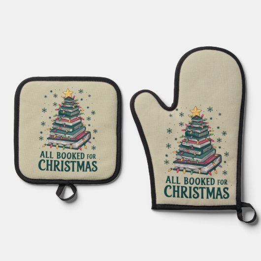 本好きな図書館司書へのクリスマスプレゼント 鍋つかみ&鍋敷きセット (正面)