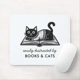 本好きな黒猫の書籍愛好家の引用 マウスパッド