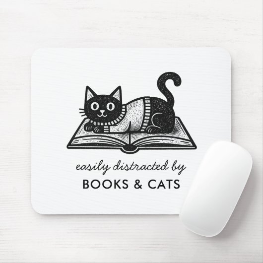 本好きな黒猫の書籍愛好家の引用 マウスパッド (マウス)