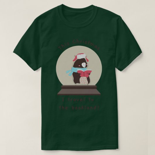 本好きにはかわいいクリスマスプレゼント Tシャツ (デザイン正面)