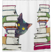本好きのシャワーカーテン&猫忘れはダメ シャワーカーテン (正面)