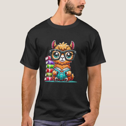 本好きのラマ読書家 Tシャツ (正面)
