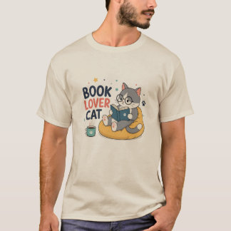 本好きの猫 かわいい読書猫のイラスト Tシャツ