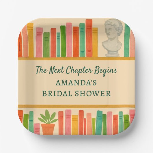 本好きの花嫁のシャワー | おしゃれで楽しい「新しい章」 ペーパープレート (正面)