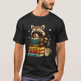 本好きアライグマの本読み図書館 読書好き Tシャツ