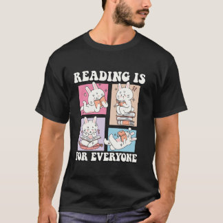 本好きグルービーかわいいウサギアート 読書はすべての人のため Tシャツ