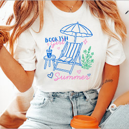 本好き女子の夏のビーチバケーションリーダー Tシャツ