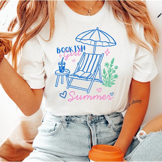 本好き女子の夏のビーチバケーションリーダー Tシャツ