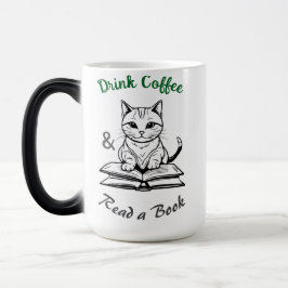 本好き、カフェイン中毒、図書館の可愛い猫 モーフィングマグカップ