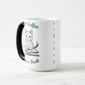 本好き、カフェイン中毒、図書館の可愛い猫 モーフィングマグカップ (正面左)