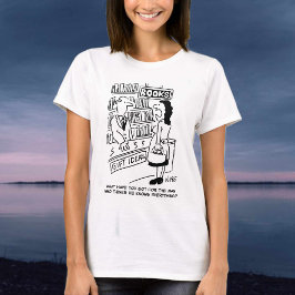 本屋さんで問い合わせをする女性 Tシャツ