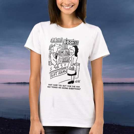 本屋さんで問い合わせをする女性 Tシャツ