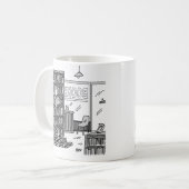 本屋のオーナーが本を積んで階段を作る コーヒーマグカップ (正面左)