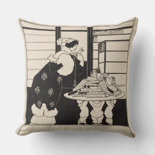 本屋の女性、「イエローブック」coのためのデザイン クッション (正面)