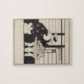 本屋の女性、「イエローブック」coのためのデザイン ジグソーパズル (横)