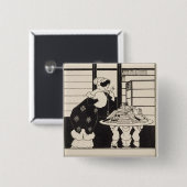 本屋の女性、「イエローブック」coのためのデザイン 缶バッジ (正面&裏面)