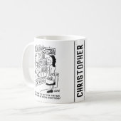 本屋の客が店員に質問 コーヒーマグカップ (正面左)