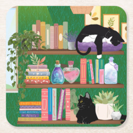 本屋の猫 スクエアペーパーコースター