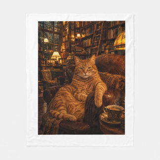 "本屋の猫" フリースブランケット