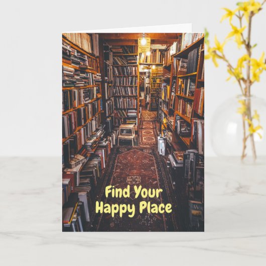 本屋ハッピーバースデーと本屋の写真 カード (黄色い花)