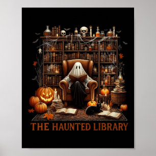 本屋ハロウィン不気味ヴィンテージ幽霊のよく出る本 ポスター