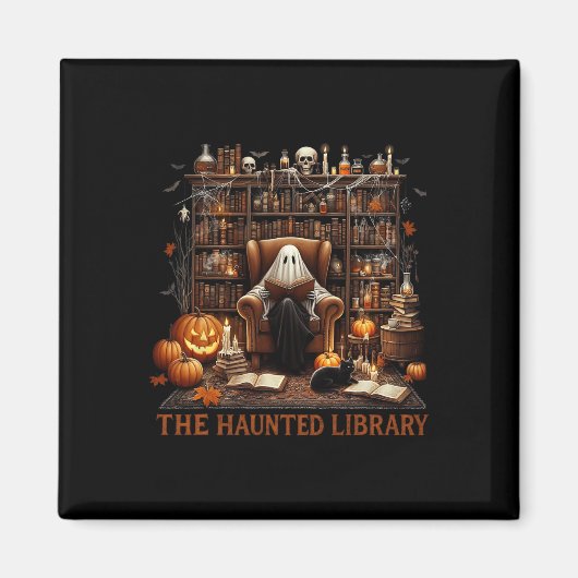 本屋ハロウィン不気味ヴィンテージ幽霊のよく出る本 マグネット (正面)