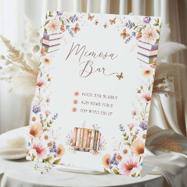 本屋ワイルドフラワーブライダルシャワーミモザバーサイン 台座サイン