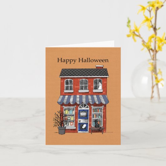 本幽霊のよく出る屋おもしろいお洒落ゴシックハロウィーン カード (黄色い花)