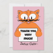 本当にありがとう!かわいいマンガの口ひげ猫 サンキューカード (正面)