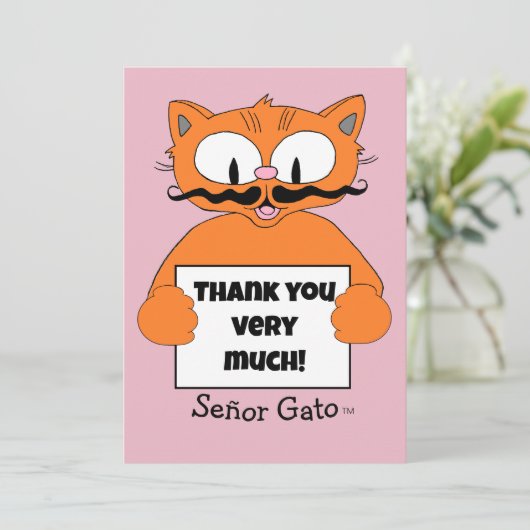 本当にありがとう!かわいいマンガの口ひげ猫 サンキューカード (スタンド正面)