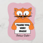 本当にありがとう!かわいいマンガの口ひげ猫 サンキューカード (正面/裏面)