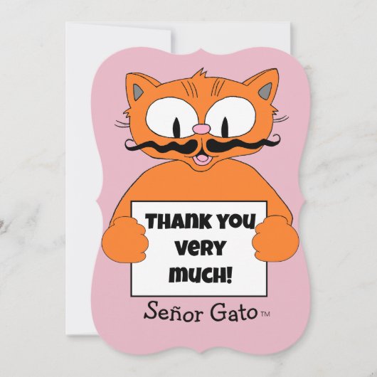本当にありがとう!かわいいマンガの口ひげ猫 サンキューカード (正面)