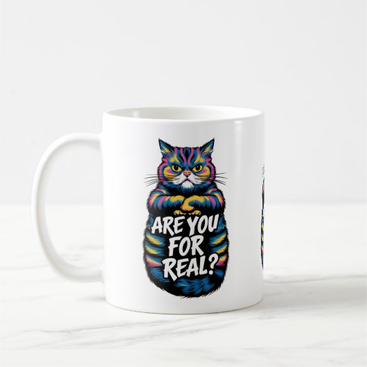 本当にいるの?面白いおこりんぼ猫 コーヒーマグカップ (左)