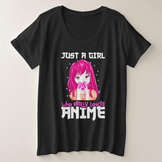 本当にアニメが大好きな女の子 プラスサイズTシャツ (デザイン正面)