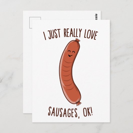 本当にウィンナーが好きなの！かわいいウィンナー ポストカード (正面/裏面)