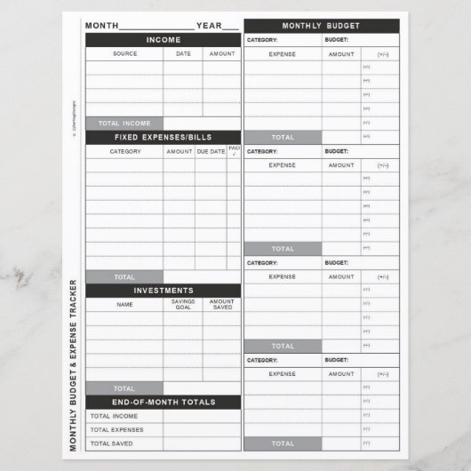 本当にシンプルの予算、費用および投資トラッカー (正面)