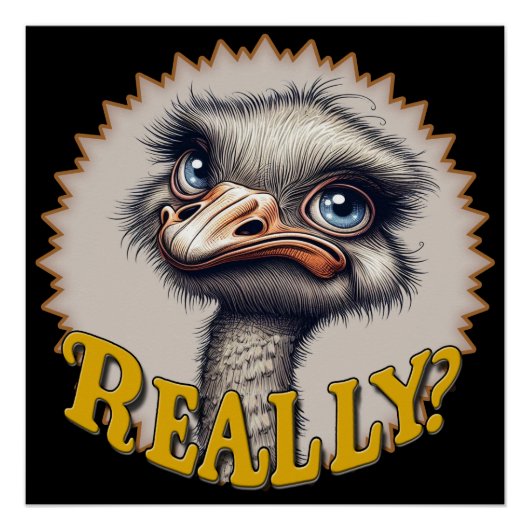 本当にダチョウの光沢のあるポスター ポスター (正面)