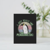 本当にペンギンが好きなの、わかった? レトロ ヴィンテージ ポストカード (スタンド正面)