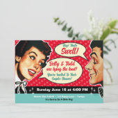 本当にレトロカップルのシャワー招待状 – 赤 招待状 (スタンド正面)