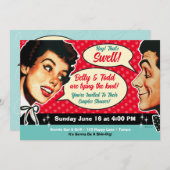 本当にレトロカップルのシャワー招待状 – 赤 招待状 (正面/裏面)