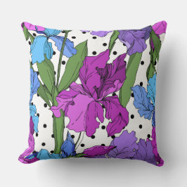 本当に可愛くて喜ばしいフローラ紫、緑、ドット クッション