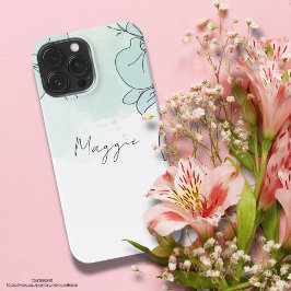 本当に可愛ミニマルいガーリー青モノグラム名 iPhone 13 PRO MAXケース