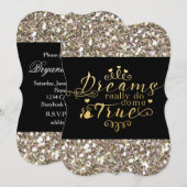 本当に夢は叶う ゴールドグリッター招待状 招待状 (正面/裏面)